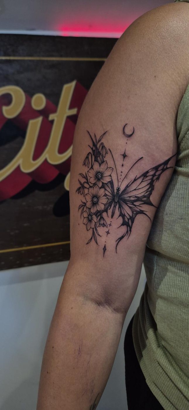 Butterfly and flowers