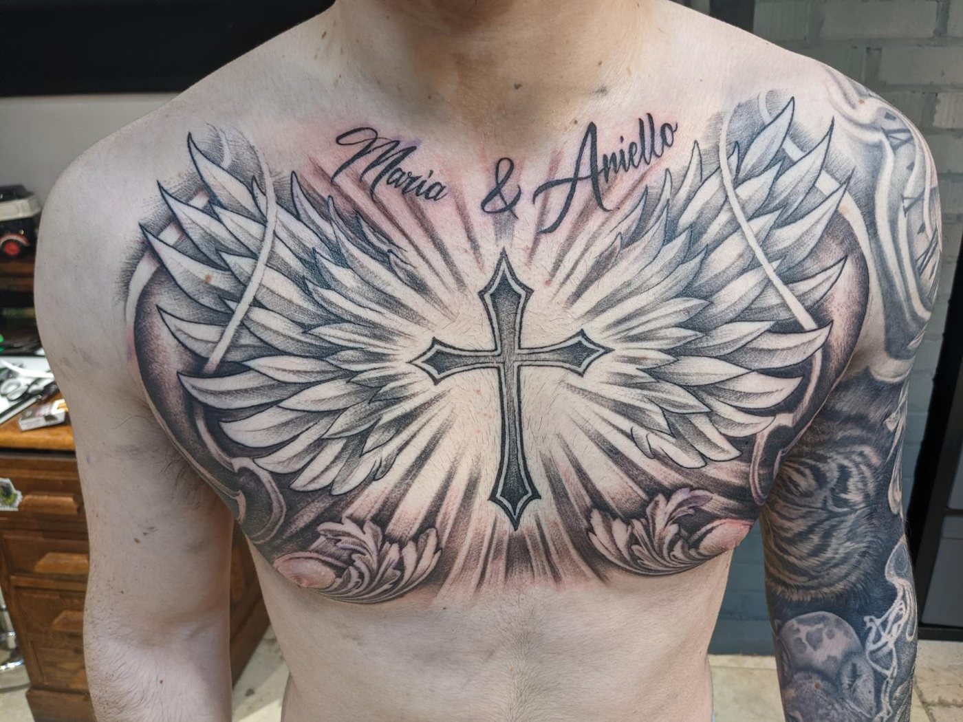 Wings and cross chest piece